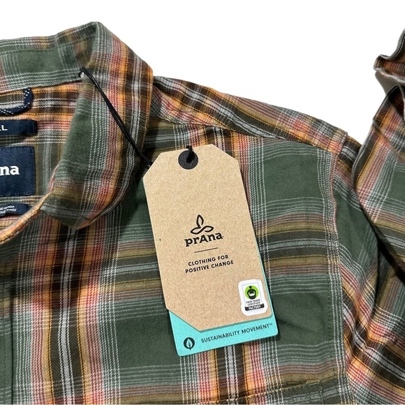 Prana Dolberg Flannel Shirt Tall Men Multicolor Plaid Check Long Sleeve Sz S NWT - Picture 12 of 16